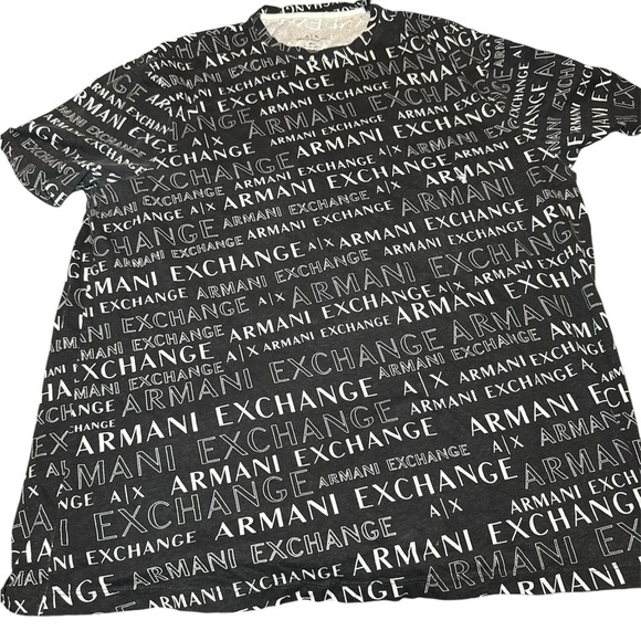 Armani Exchange Men's Black and White T-Shirt A/X Logo XL V-Neck Collar Std Fit - Picture 6 of 6